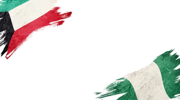 Flaggen von Kuwait und Nigeria auf weißem Hintergrund — Stockfoto